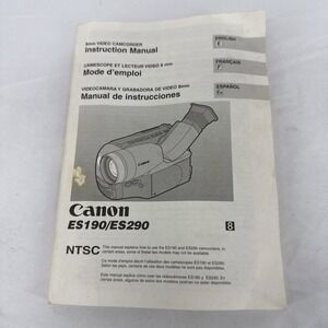 Canon ES190/ES29. 8mm Video Camcorder Instruction Manual, English French Spanish